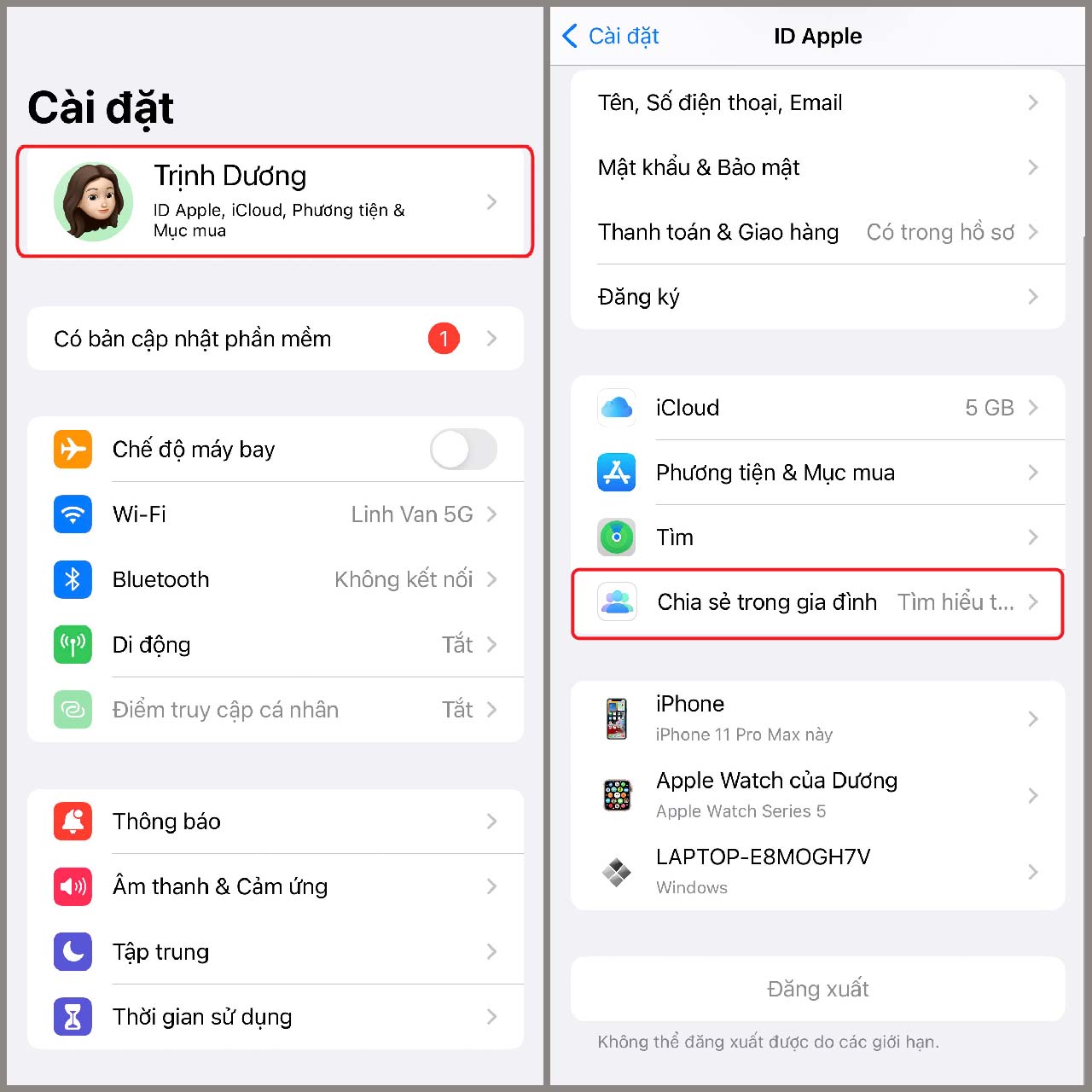 Cách chia sẻ iCloud gia đình với Family Sharing trên iPhone bước 1